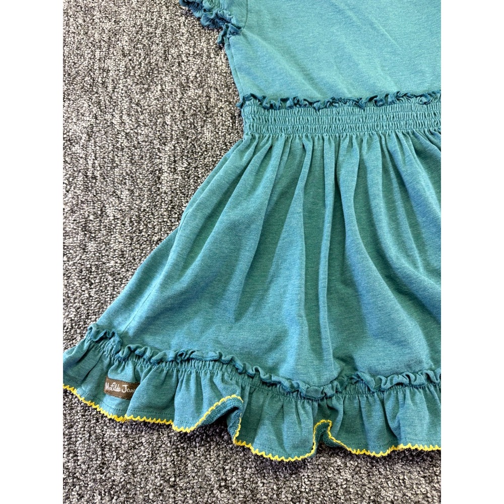 Matilda Jane Dress Girls 4 Teal Green Cotton Smocked Waist Ruffle Keyhole Back - Picture 12 of 16